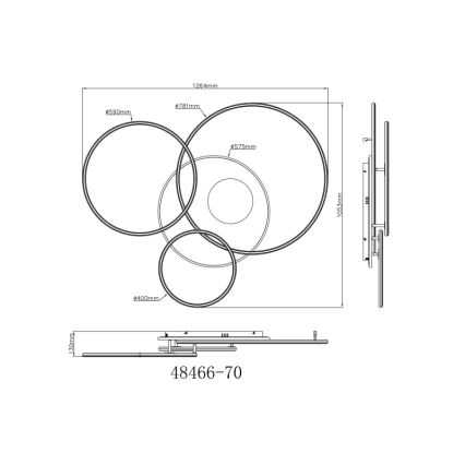 Globo - LED Ρυθμιζόμενο φωτιστικό οροφής LED/70W/230V 2700-6500K χρυσό + τηλεχειριστήριο