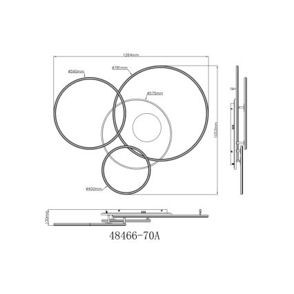 Globo - LED Ρυθμιζόμενο φωτιστικό οροφής LED/70W/230V 2700-6500K ματ χρώμιο + τηλεχειριστήριο
