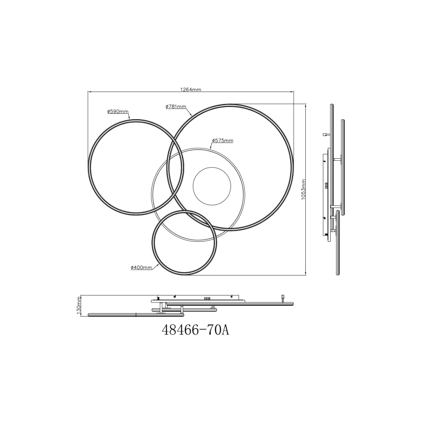 Globo - Ρυθμιζόμενο LED οροφής φωτιστικό LED/70W/230V 2700-6500K ματ χρώμιο + τηλεχειριστήριο