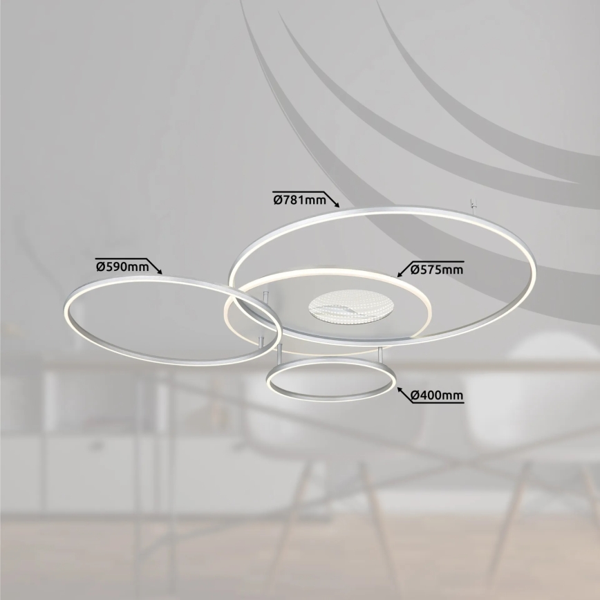 Globo - Ρυθμιζόμενο LED φωτιστικό οροφής LED/70W/230V 2700-6500K Wi-Fi Tuya ματ χρώμιο + τηλεχειριστήριο