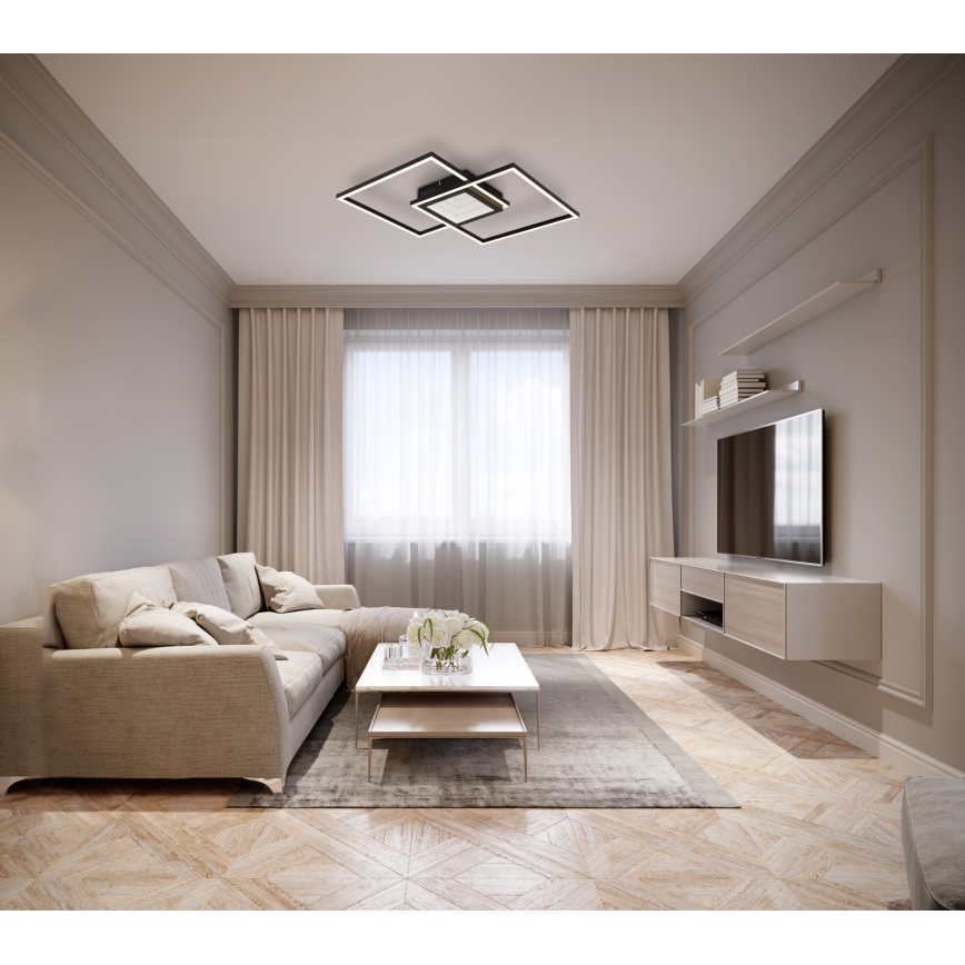 Globo - Ρυθμιζόμενο LED φωτιστικό οροφής LED/32W/230V 2700-6500K 42,6x42,6 cm μαύρο + τηλεχειριστήριο