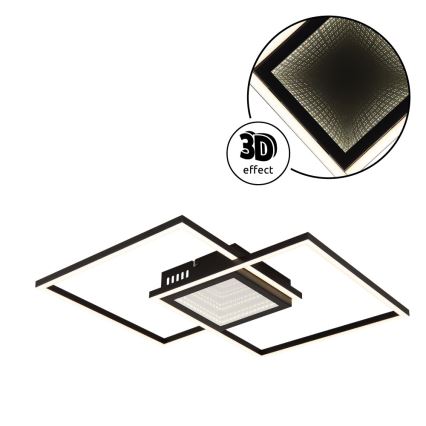 Globo - Ρυθμιζόμενο LED φωτιστικό οροφής LED/32W/230V 2700-6500K 42,6x42,6 cm μαύρο + τηλεχειριστήριο