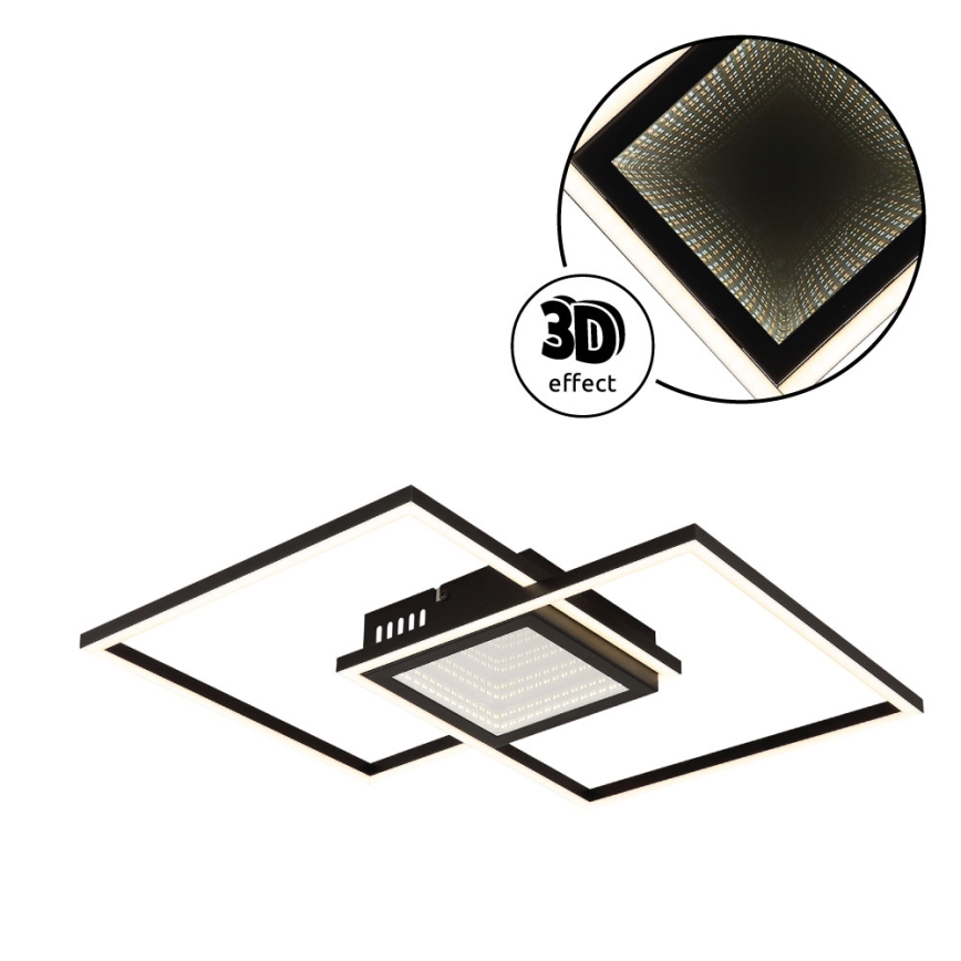Globo - Ρυθμιζόμενο LED φωτιστικό οροφής LED/32W/230V 2700-6500K 42,6x42,6 cm μαύρο + τηλεχειριστήριο