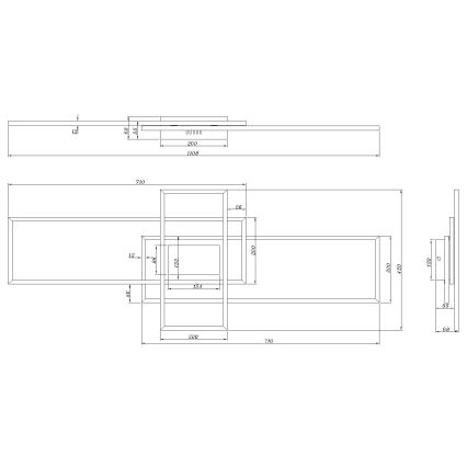 Globo - Ρυθμιζόμενο LED φωτιστικό οροφής, 60W/230V, 2700-6500K, 42x110,8 cm, μαύρο + τηλεχειριστήριο