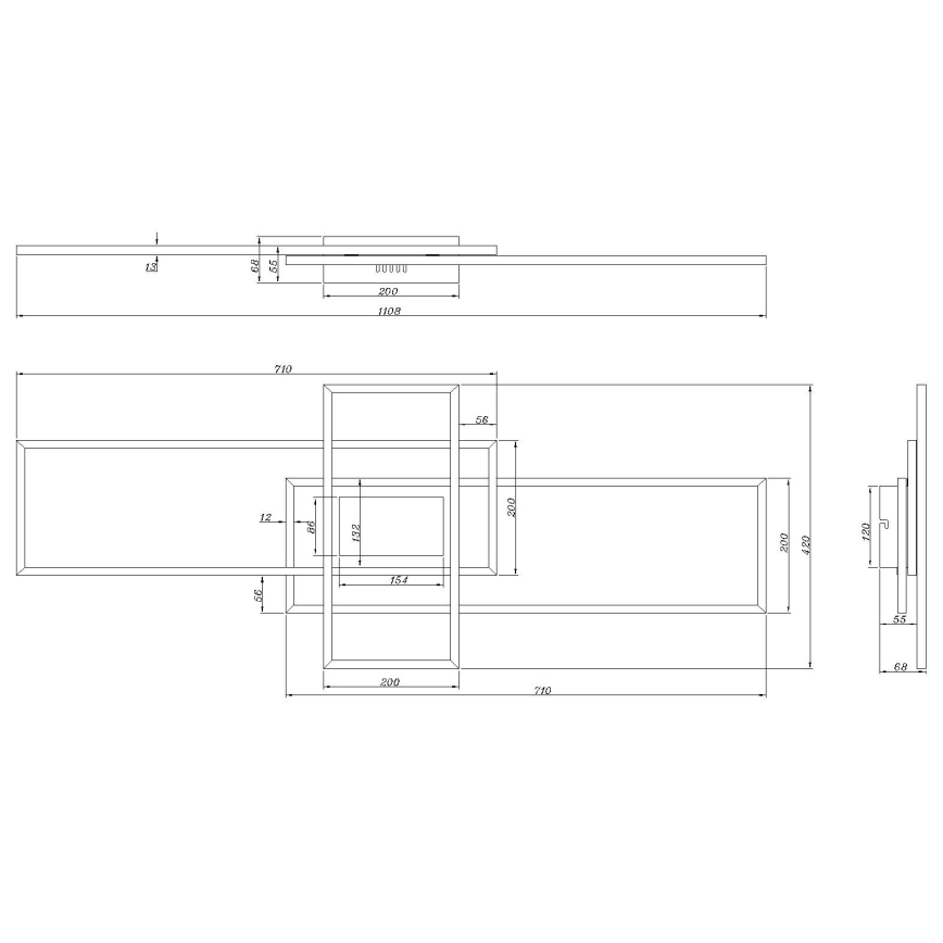 Globo - Ρυθμιζόμενο LED φωτιστικό οροφής, 60W/230V, 2700-6500K, 42x110,8 cm, μαύρο + τηλεχειριστήριο