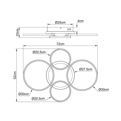 Globo - Φωτιστικό οροφής LED/40W/230V 4000K 72x52 cm μαύρο