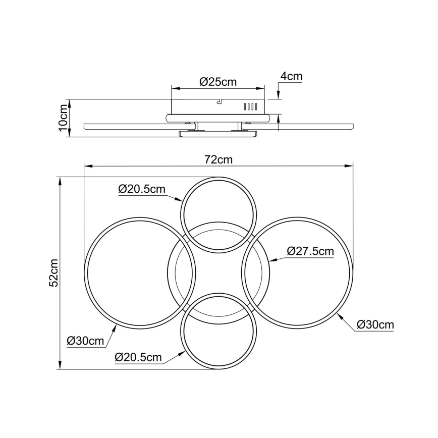 Globo - Φωτιστικό οροφής LED/40W/230V 4000K 72x52 cm μαύρο