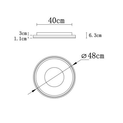 Globo - LED Ρυθμιζόμενο Φωτιστικό Οροφής LED/48W/230V 2700-6000K διάμ. 48 εκ. + τηλεχειριστήριο