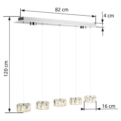 Globo -  Κρεμαστό φωτιστικό οροφής LED LED/52W/230V 4000K γυαλιστερό χρώμιο/διαφανή
