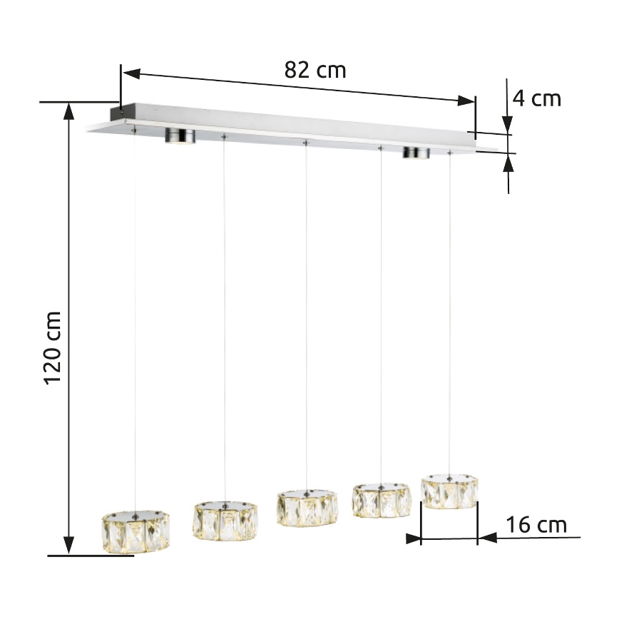 Globo -  Κρεμαστό φωτιστικό οροφής LED LED/52W/230V 4000K γυαλιστερό χρώμιο/διαφανή