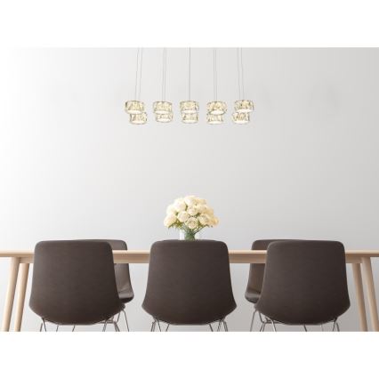 Globo -  Κρεμαστό φωτιστικό οροφής LED LED/92W/230V 4000K γυαλιστερό χρώμιο/διαφανή