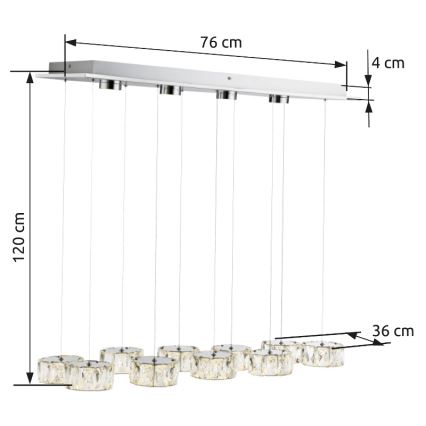 Globo -  Κρεμαστό φωτιστικό οροφής LED LED/92W/230V 4000K γυαλιστερό χρώμιο/διαφανή