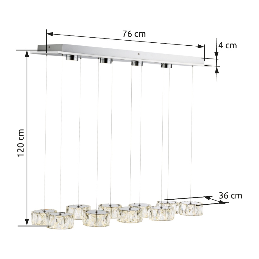 Globo -  Κρεμαστό φωτιστικό οροφής LED LED/92W/230V 4000K γυαλιστερό χρώμιο/διαφανή
