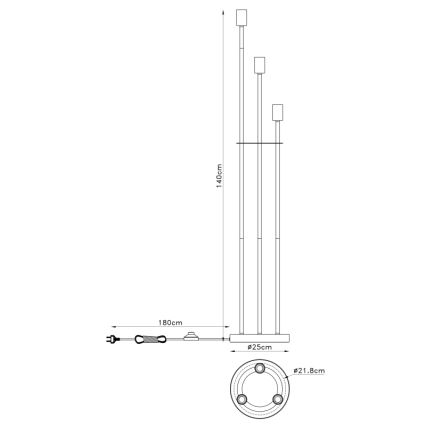 Globo - Επιδαπέδια λάμπα 3xE27/60W/230V