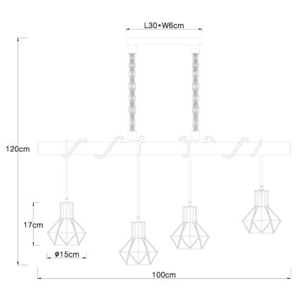 Globo - Πολύφωτο σε σχοινί 4xE27/60W/230V
