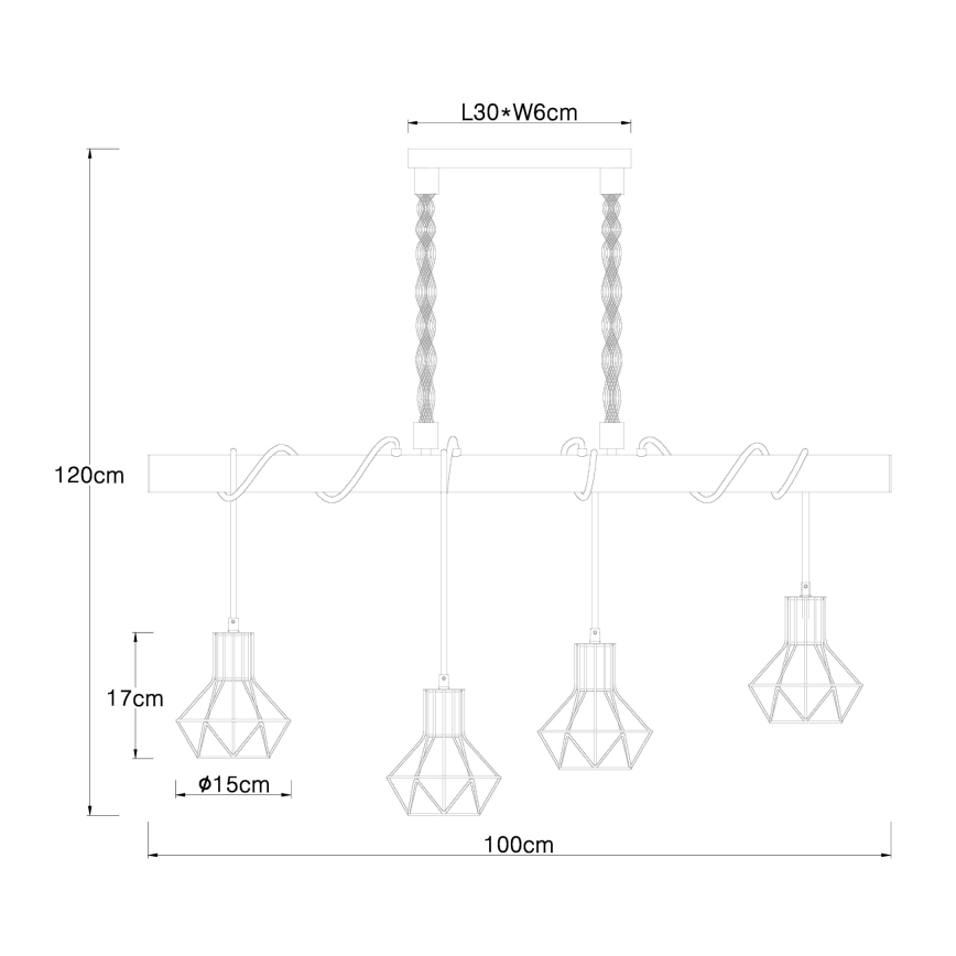 Globo - Πολύφωτο σε σχοινί 4xE27/60W/230V