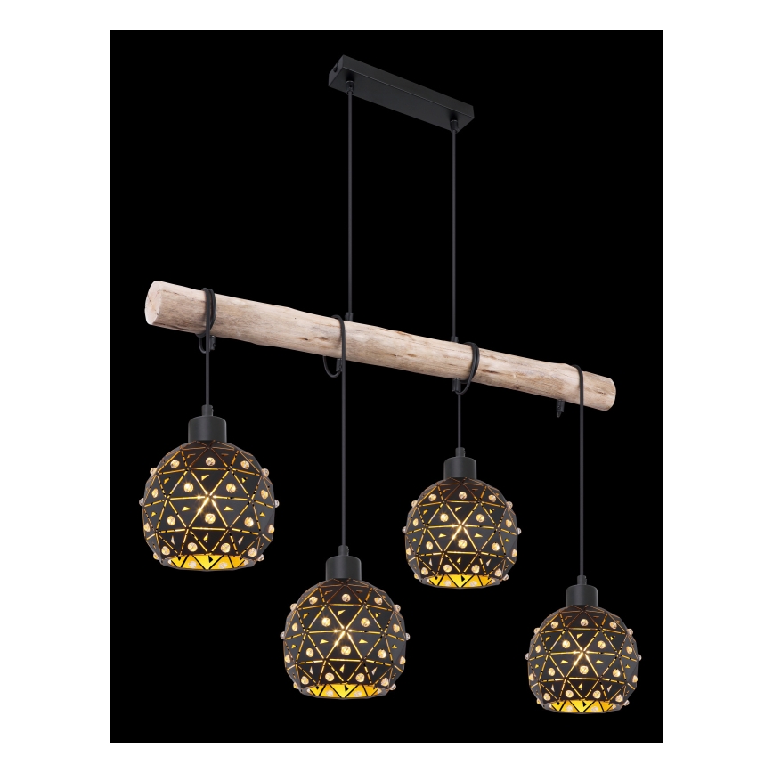 Globo 54029-4H - Κρεμαστό φωτιστικό με καλώδιο JODIE 4xE27/40W/230V μπεζ/μαύρο