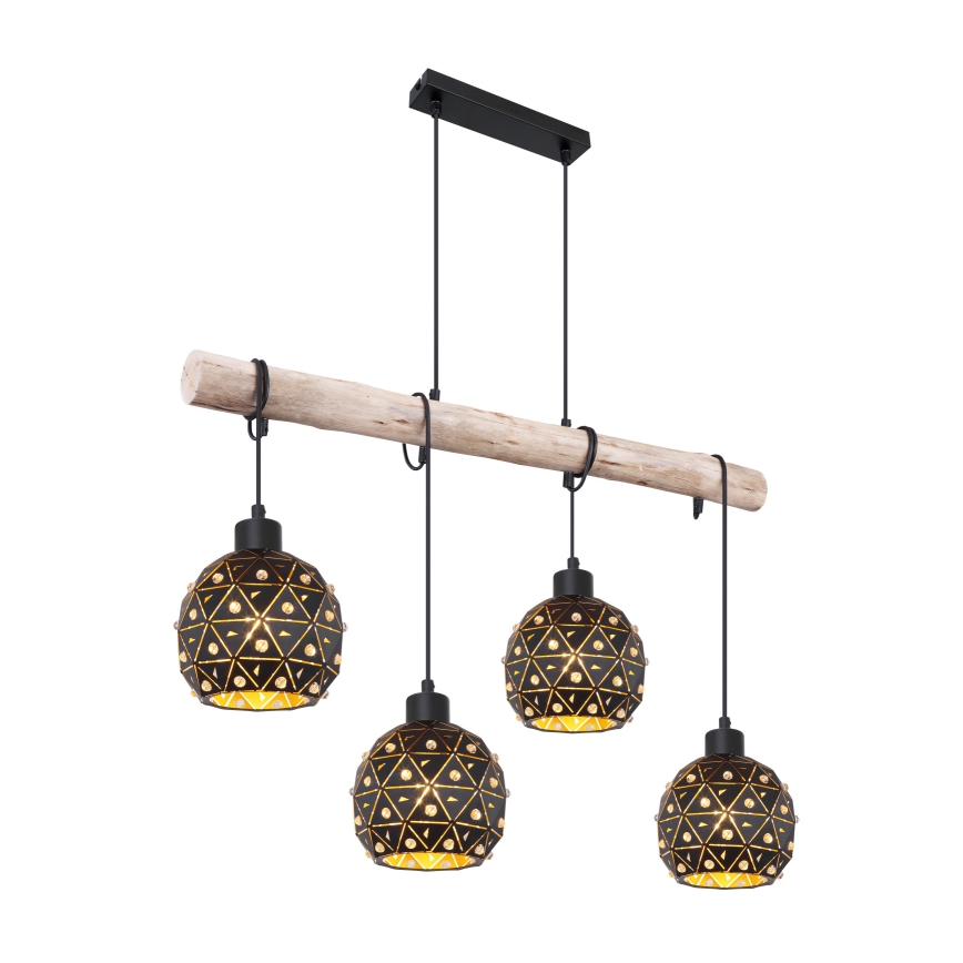 Globo 54029-4H - Κρεμαστό φωτιστικό με καλώδιο JODIE 4xE27/40W/230V μπεζ/μαύρο