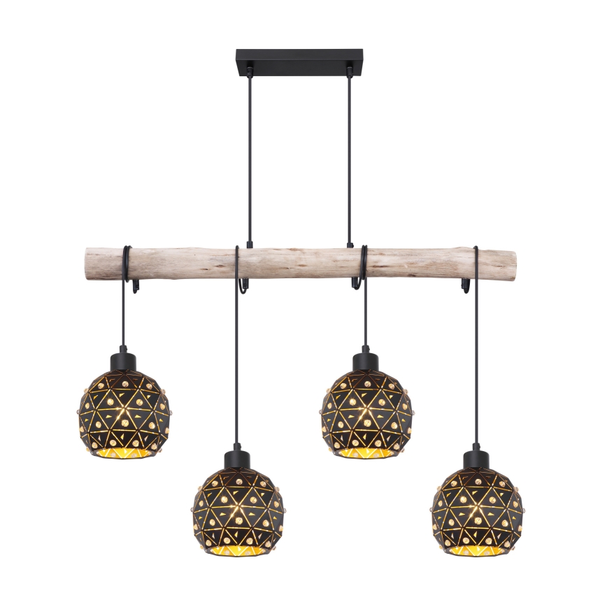 Globo 54029-4H - Κρεμαστό φωτιστικό με καλώδιο JODIE 4xE27/40W/230V μπεζ/μαύρο