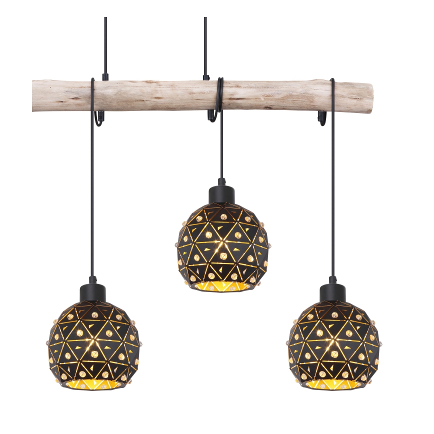 Globo 54029-4H - Κρεμαστό φωτιστικό με καλώδιο JODIE 4xE27/40W/230V μπεζ/μαύρο