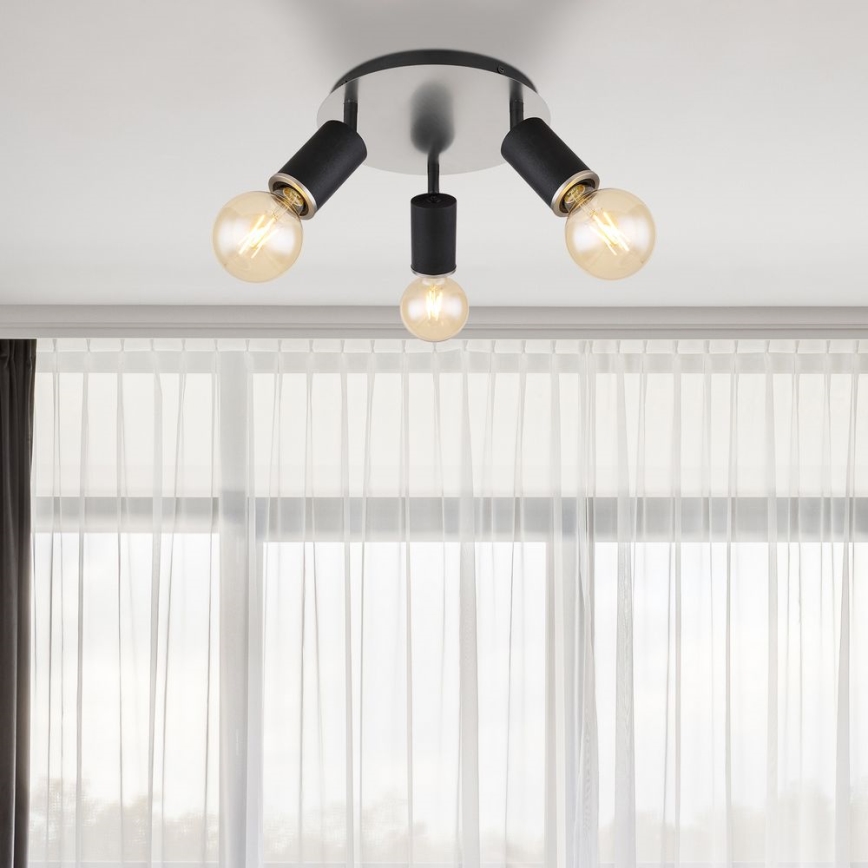 Globo - Σποτ φωτιστικό 3xE27/60W/230V μαύρο ξύλο