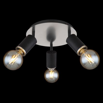 Globo - Σποτ φωτιστικό 3xE27/60W/230V μαύρο ξύλο