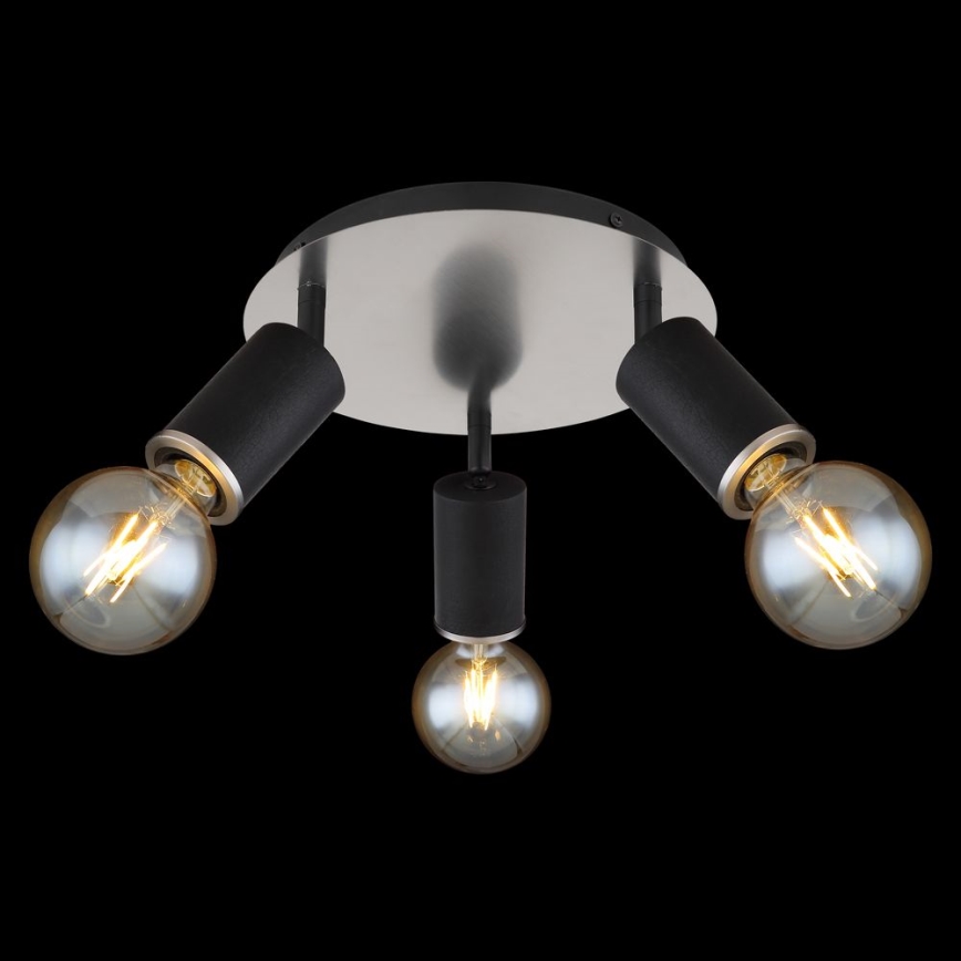 Globo - Σποτ φωτιστικό 3xE27/60W/230V μαύρο ξύλο