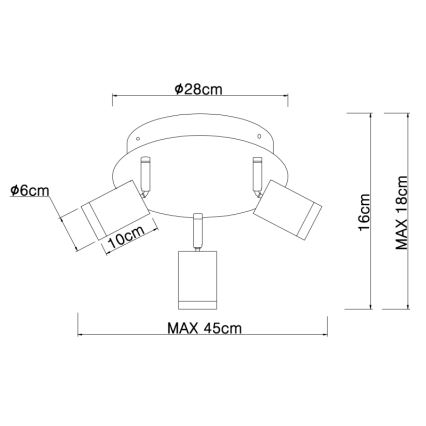 Globo - Φωτιστικό σποτ 3xE27/60W/230V μαύρο ξύλο