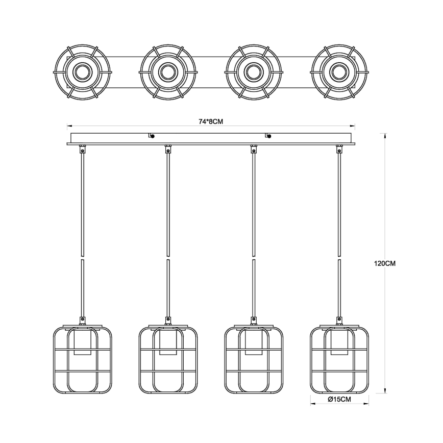 Globo - Κρεμαστό φωτιστικό με καλώδιο 4xE27/40W/230V