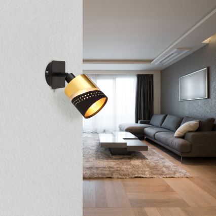 Globo - Σποτ τοίχου 1xE14/25W/230V μαύρο/χρυσό