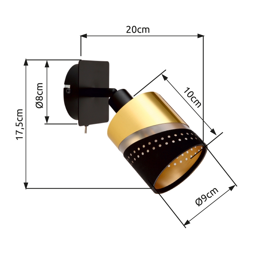 Globo - Σποτ τοίχου 1xE14/25W/230V μαύρο/χρυσό