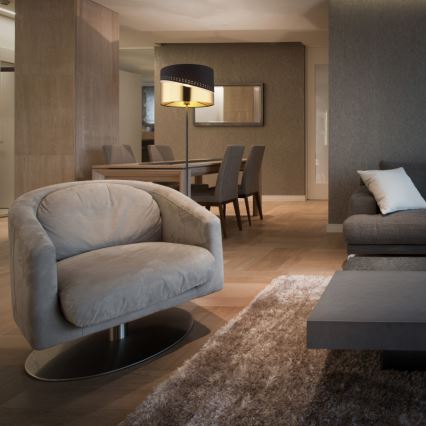 Globo - Επιδαπέδιο φωτιστικό 1xE27/60W/230V διάμετρος 35 cm μαύρο/χρυσό