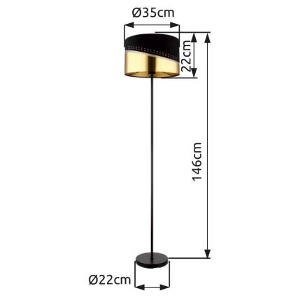 Globo - Επιδαπέδιο φωτιστικό 1xE27/60W/230V διάμετρος 35 cm μαύρο/χρυσό