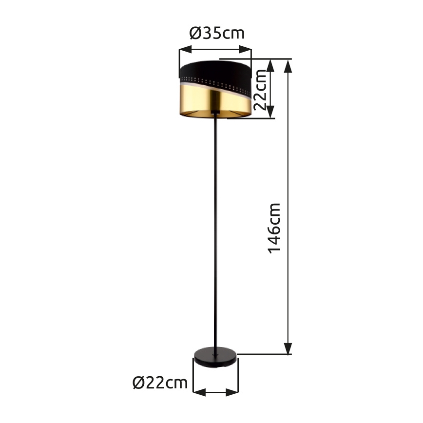 Globo - Επιδαπέδιο φωτιστικό 1xE27/60W/230V διάμετρος 35 cm μαύρο/χρυσό