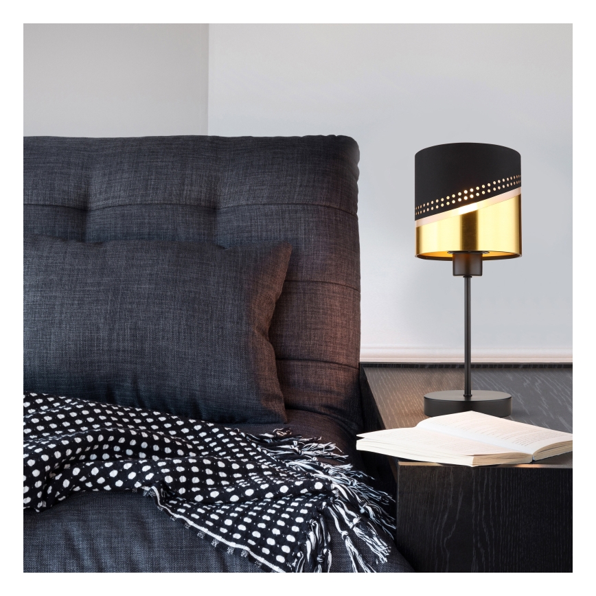 Globo - Eπιτραπέζιο φωτιστικό 1xE27/40W/230V διάμετρος 16 cm μαύρο/χρυσό