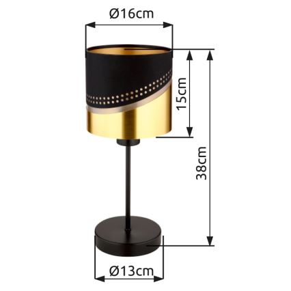 Globo - Eπιτραπέζιο φωτιστικό 1xE27/40W/230V διάμετρος 16 cm μαύρο/χρυσό