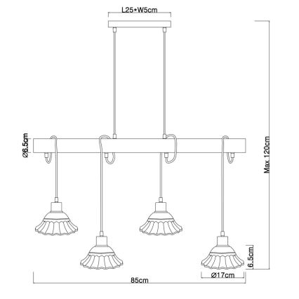 Globo - Πολύφωτο με σύρμα 4xE27/40W/230V