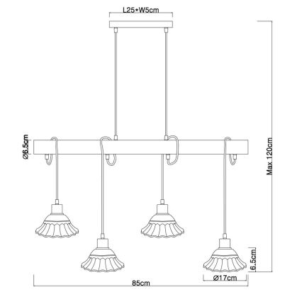 Globo - Πολύφωτο με σύρμα 4xE27/40W/230V