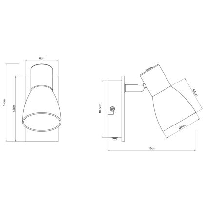 Globo - Φωτιστικό σποτ τοίχου 1xE14/40W/230V μαύρο