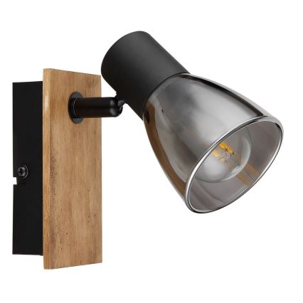Globo - Επιτοίχιο φωτιστικό σημείου 1xE14/40W/230V μαύρο/ξύλο