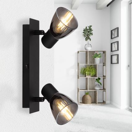 Globo - Επιτοίχιο φωτιστικό με 2 λάμπες E14/40W/230V σε μαύρο χρώμα