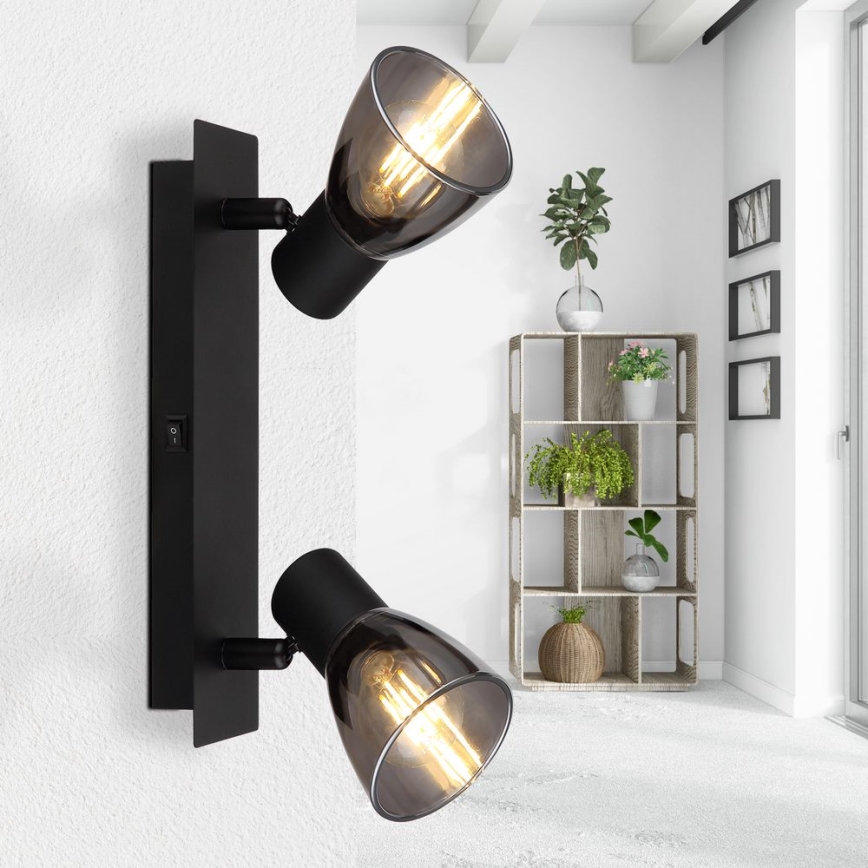 Globo - Φωτιστικό σποτ τοίχου 2xE14/40W/230V μαύρο