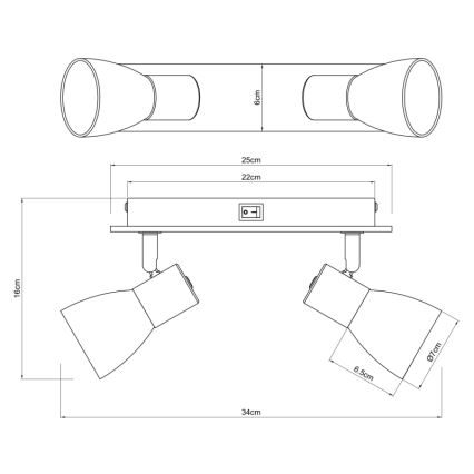 Globo - Φωτιστικό σποτ τοίχου 2xE14/40W/230V μαύρο