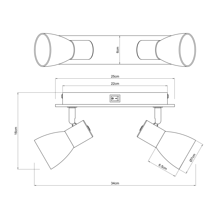 Globo - Φωτιστικό σποτ τοίχου 2xE14/40W/230V μαύρο