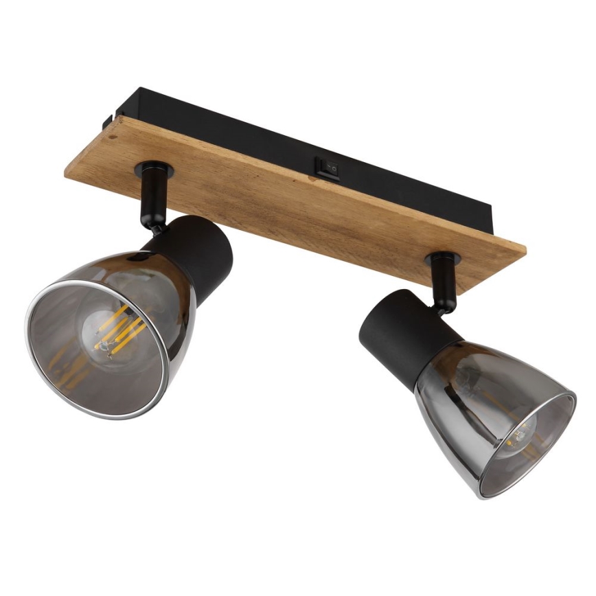 Globo - Επιτοίχιο φωτιστικό με 2 λάμπες E14/40W/230V σε μαύρο/ξύλο