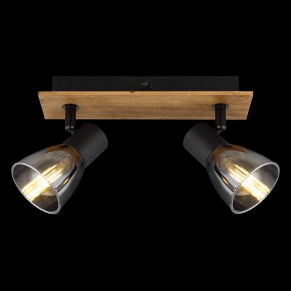 Globo - Επιτοίχιο φωτιστικό με 2 λάμπες E14/40W/230V σε μαύρο/ξύλο