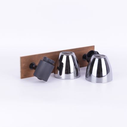 Globo - Επιτοίχιο φωτιστικό με 2 λάμπες E14/40W/230V σε μαύρο/ξύλο