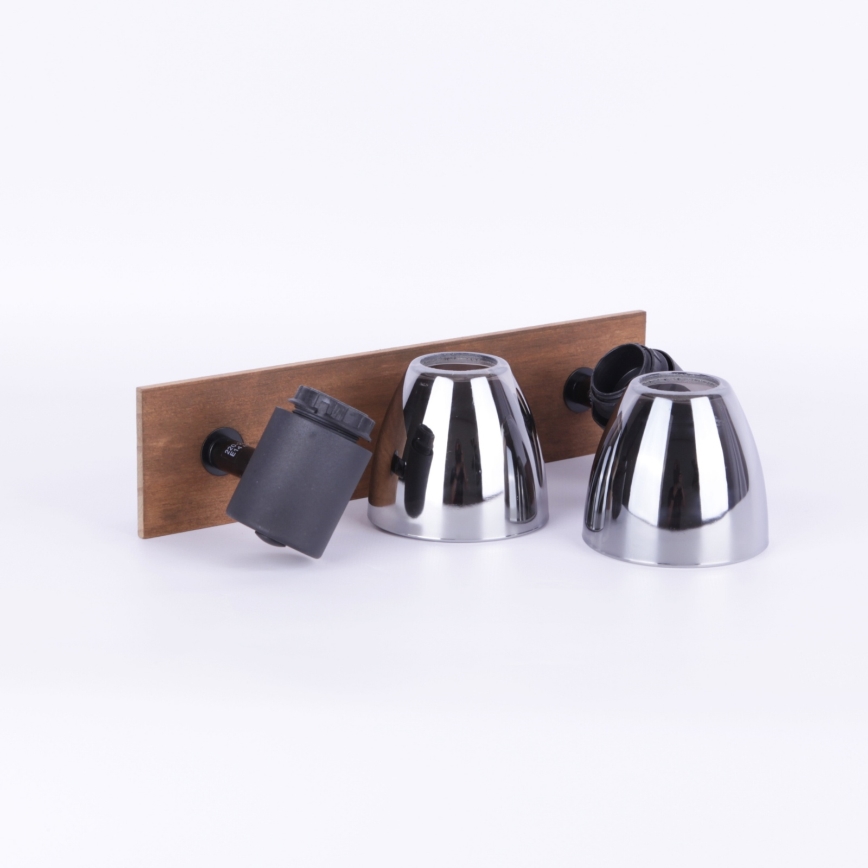 Globo - Επιτοίχιο φωτιστικό με 2 λάμπες E14/40W/230V σε μαύρο/ξύλο