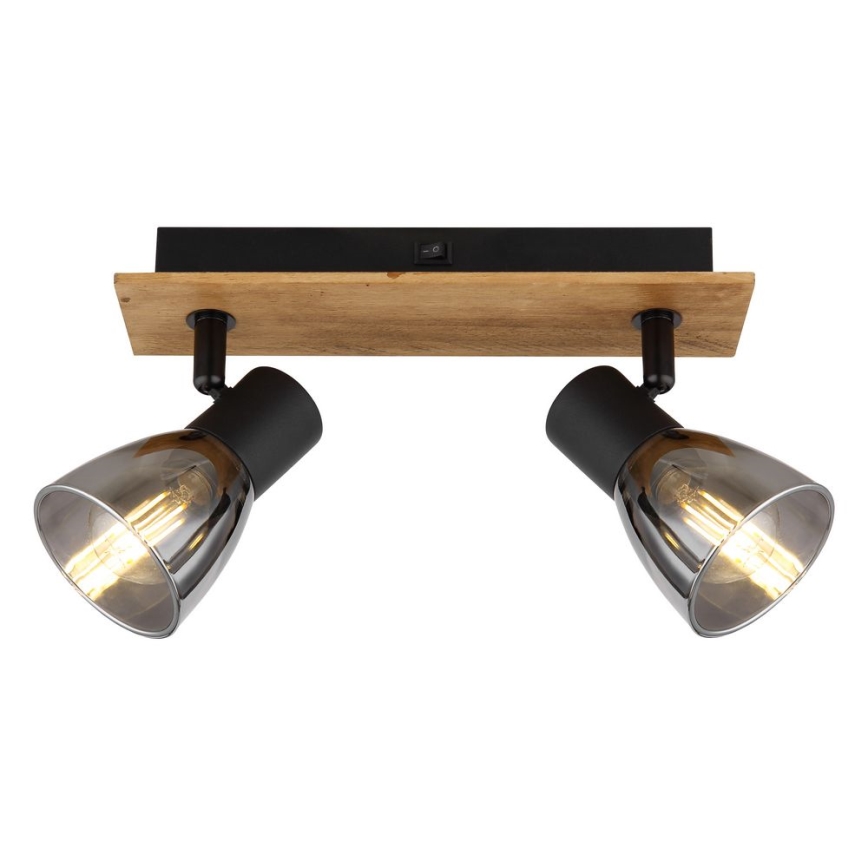 Globo - Φωτιστικό σποτ τοίχου 2xE14/40W/230V μαύρο/ξύλο
