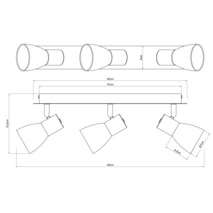 Globo - Φωτιστικό σποτ 3xE14/40W/230V μαύρο